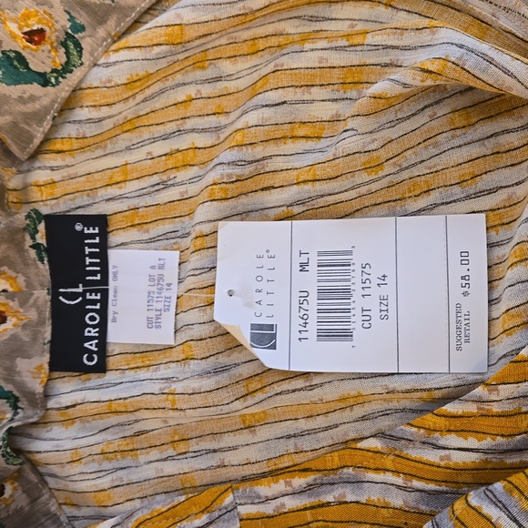 NWT Carole Little mustard striped vest style tank Sz 14 - Picture 4 of 5